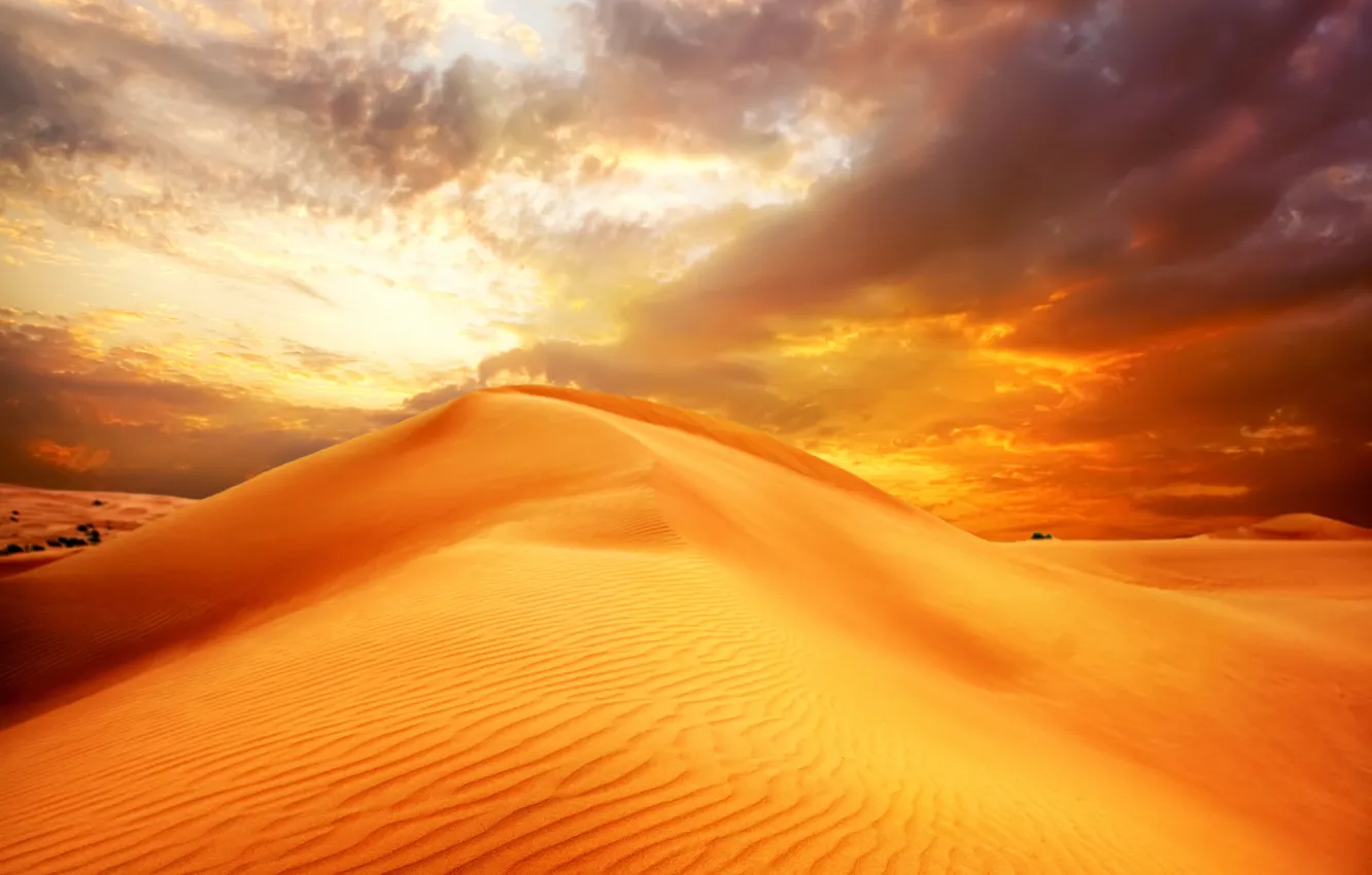 Фото обои песок, небо, облака, пейзаж, природа, пустыня, дюны, восход солнца