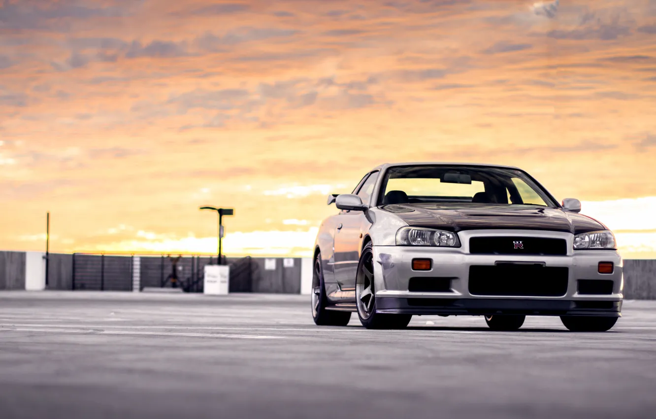 Фото обои GT-R, Skyline, Grey, R34, Parking