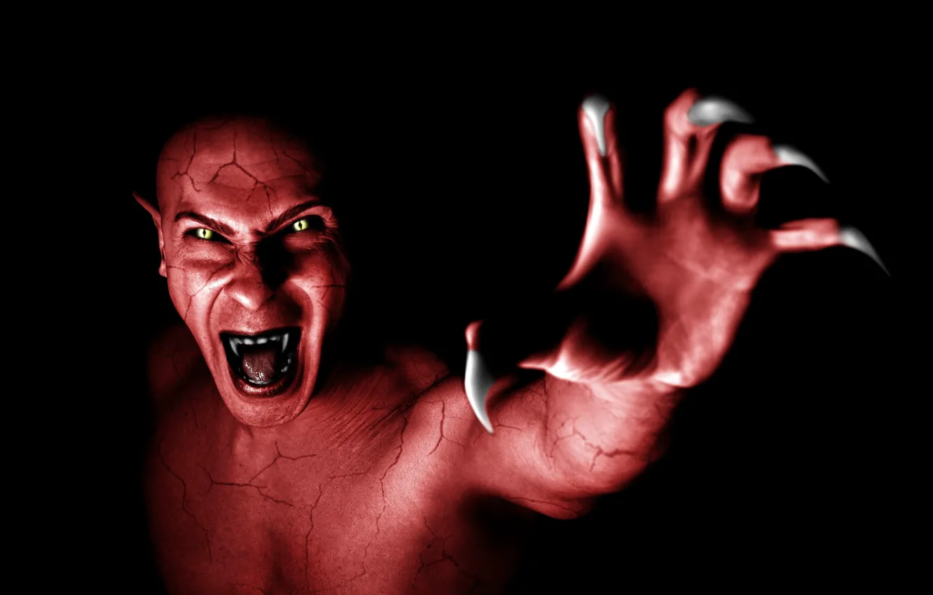 Фото обои demon, red, monster, devil, vampire, fang, Dracula, claw