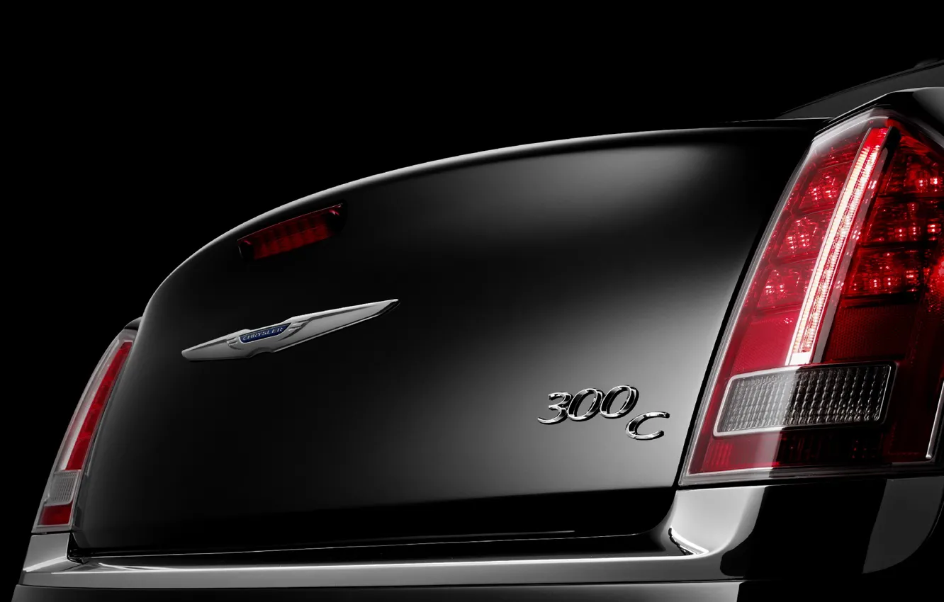 Фото обои блики, черный, логотип, Chrysler, изгибы, Крайслер, 2011, Series
