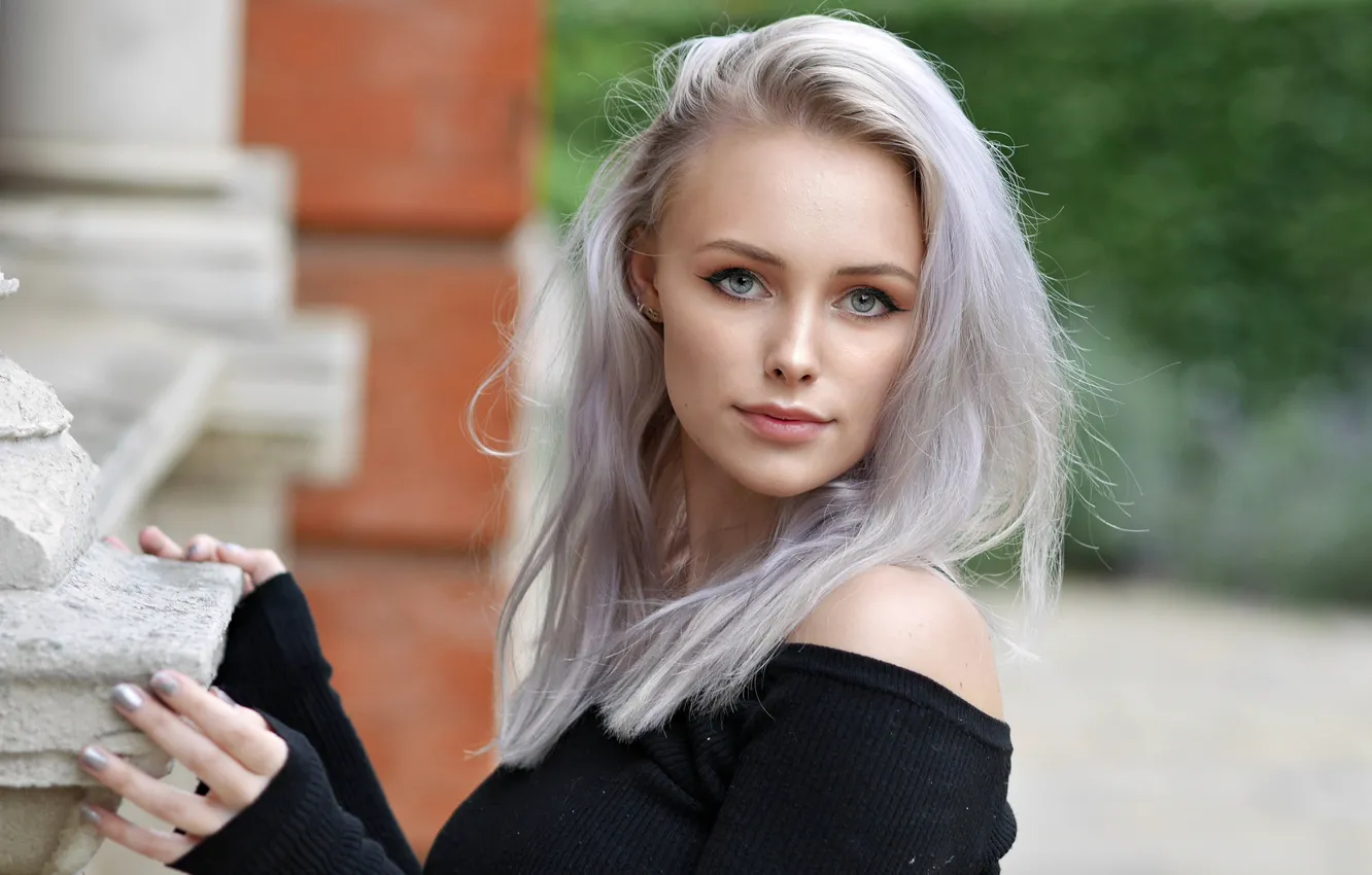 Фото обои взгляд, лицо, волосы, цвет, милашка