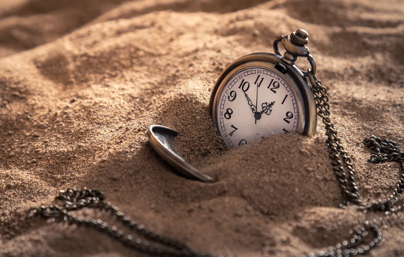 Фото обои песок, часы, цепочка