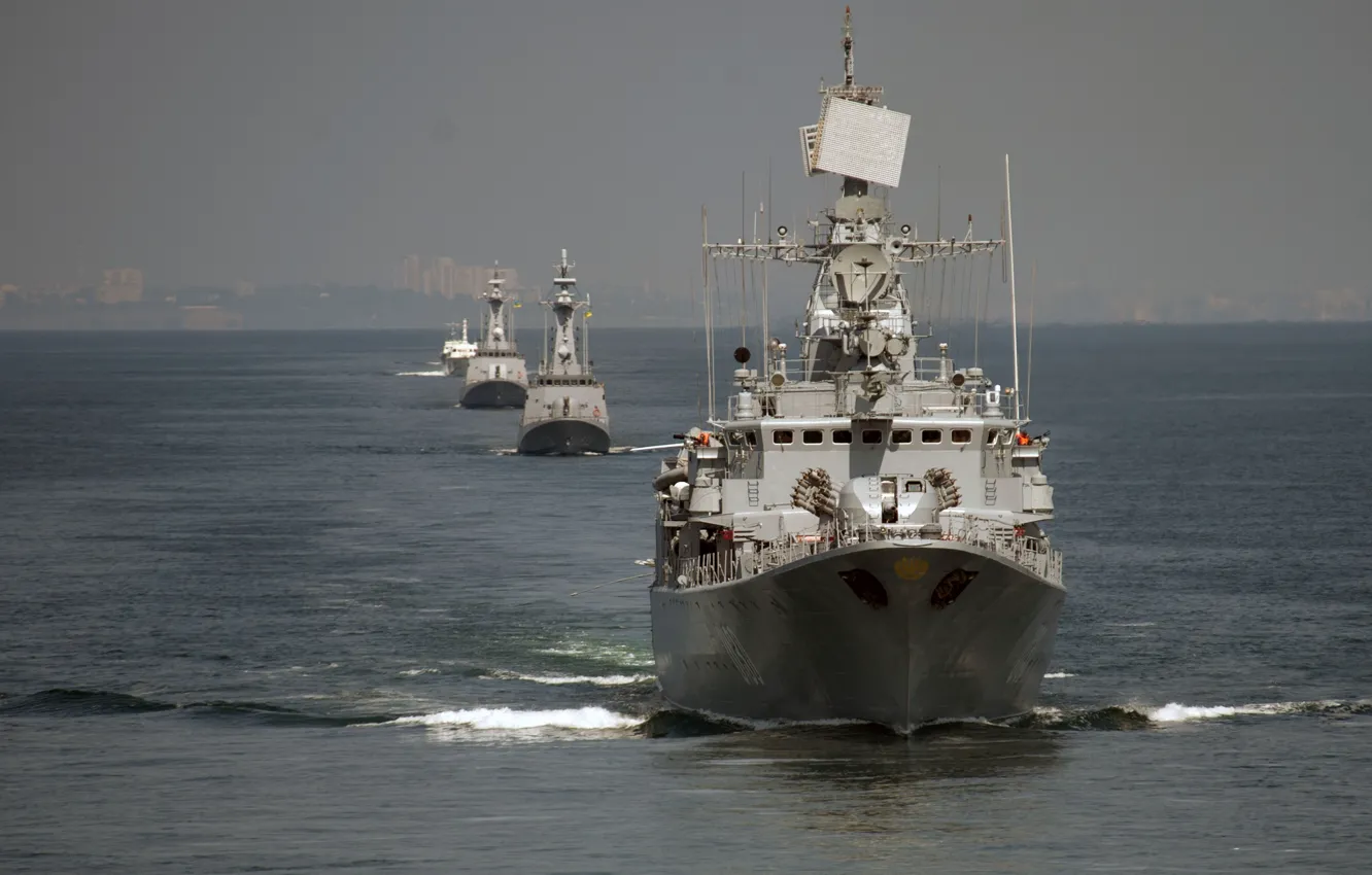 Фото обои Ukrainian frigate Hetman Sahaydachniy, Fregat, Ukrainian Navy