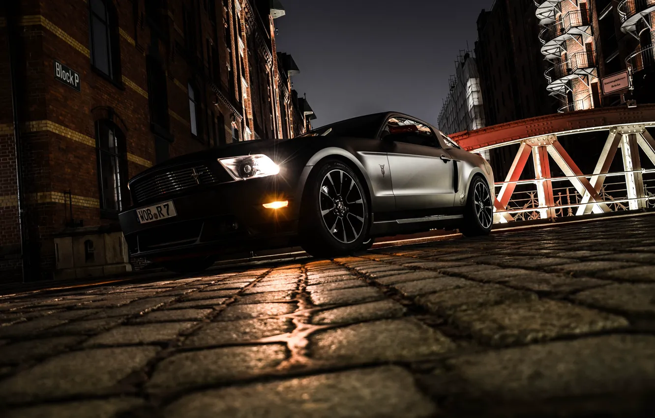 Фото обои ночь, Mustang, Ford, мустанг, матовый, форд, matt, night