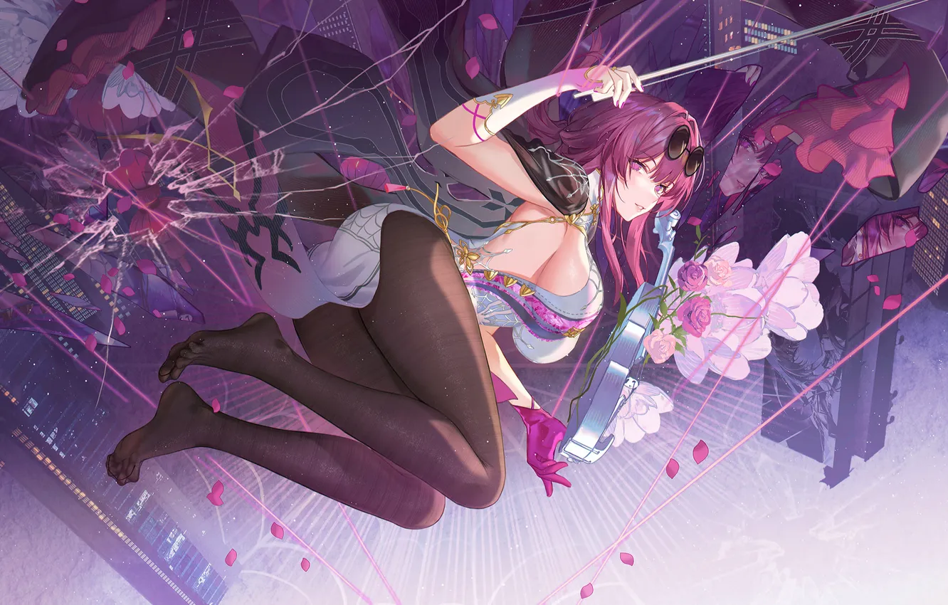 Фото обои девушка, скрипка, дома, kafka, honkai: star rail, honkai (series)