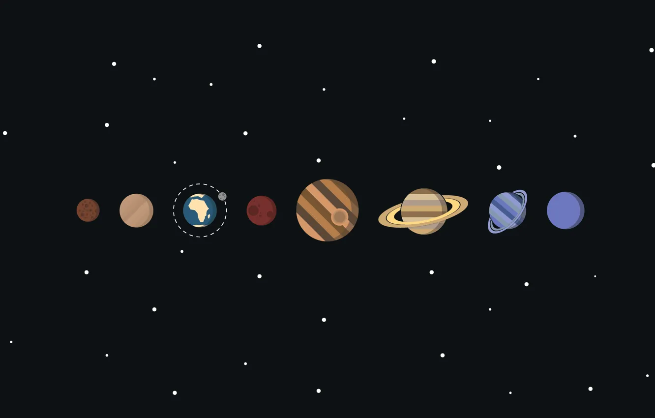 Фото обои космос, звезды, планеты, вектор, солнечная система