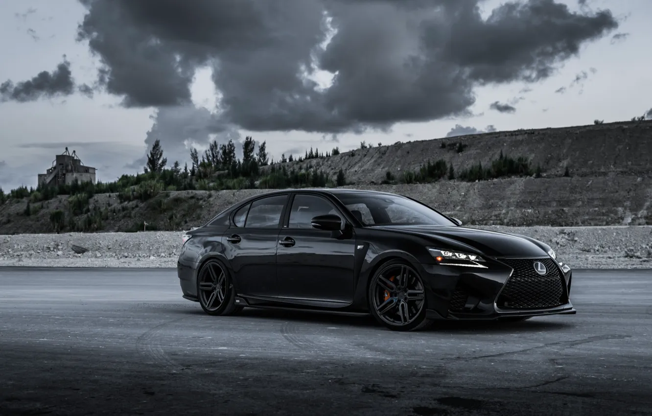 Фото обои Lexus, Japan, Clouds, Black, LED, GS-F