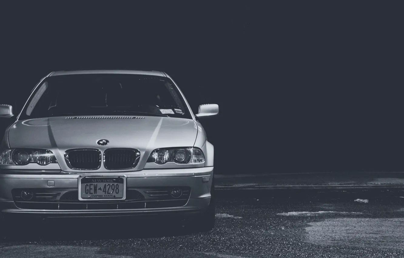 Фото обои BMW, БМВ, черно-белое, E46