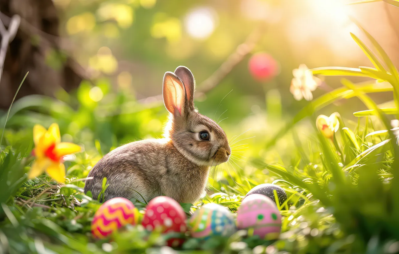 Фото обои цветы, яйца, весна, colorful, Пасха, happy, flowers, spring