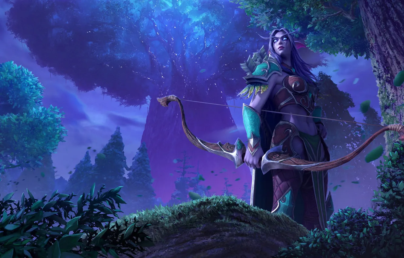 Фото обои лес, девушка, эльф, Warcraft III: Reforged