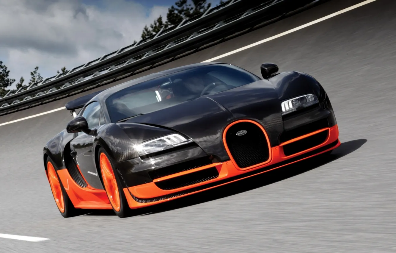 Фото обои скорость, трасса, Bugatti Veyron, Super Sport, вейрон, 16.4
