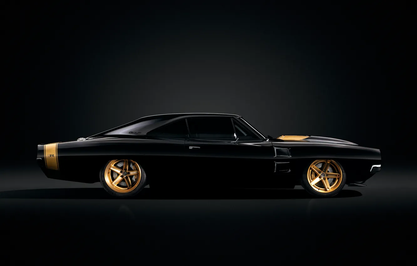 Фото обои 1969, Dodge, Black, Side, Dodge Charger, SEMA, Tusk, Ringbrothers