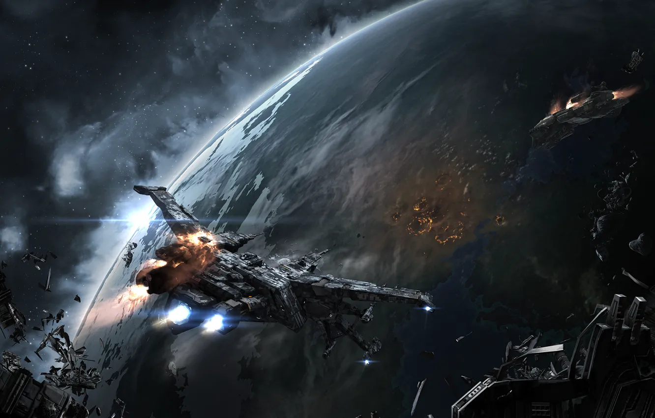 Фото обои Space, EVE, Spaceship, Dust, Dust 514, CCP