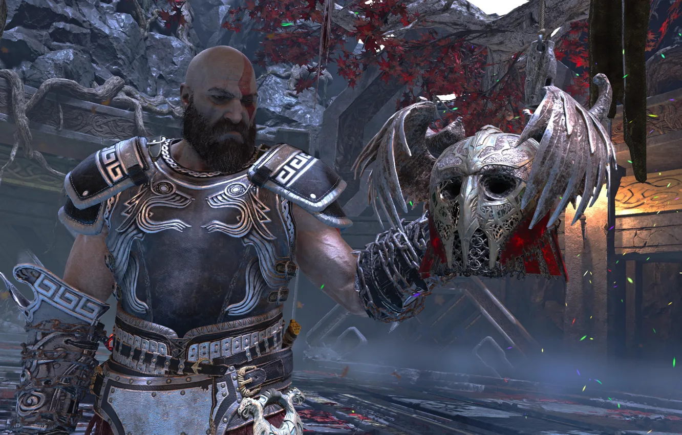 Фото обои Playstation, God of War, Кратос, God of War 4, Santa Monica Studio, Призрак Спарты, Броня …
