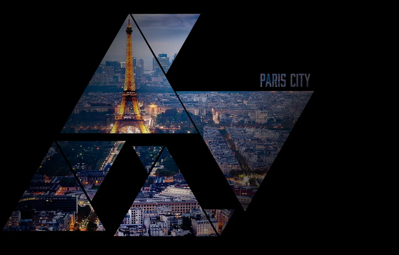 Фото обои Париж, треугольники, Эйфелева башня, Paris