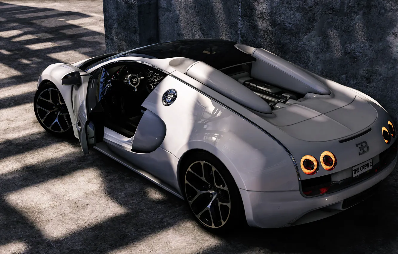Фото обои Bugatti, Veyron, The Crew 2, 2019, Unisoft, Blazing Shots