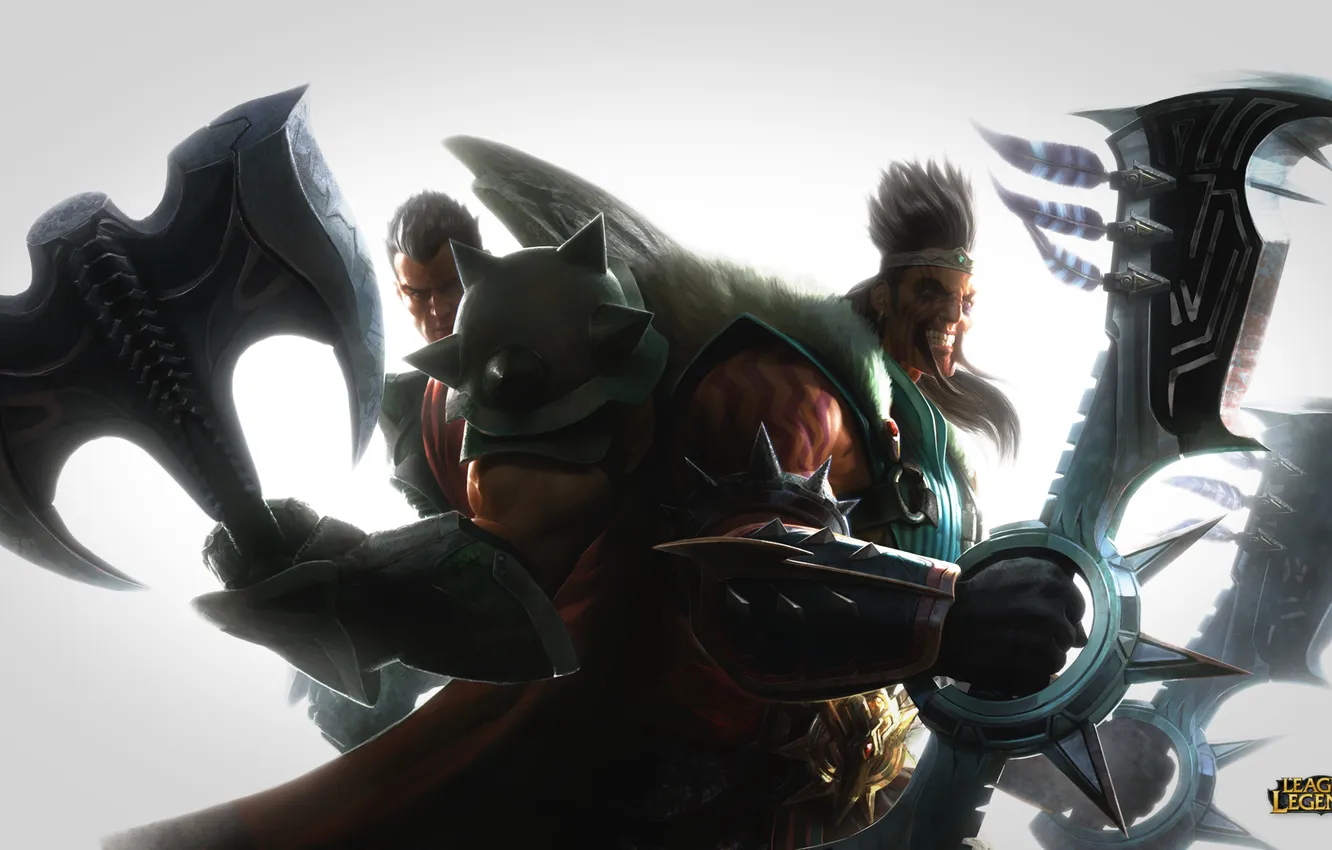 Фото обои League of Legends, brothers, LoL, Darius, axes, deaven