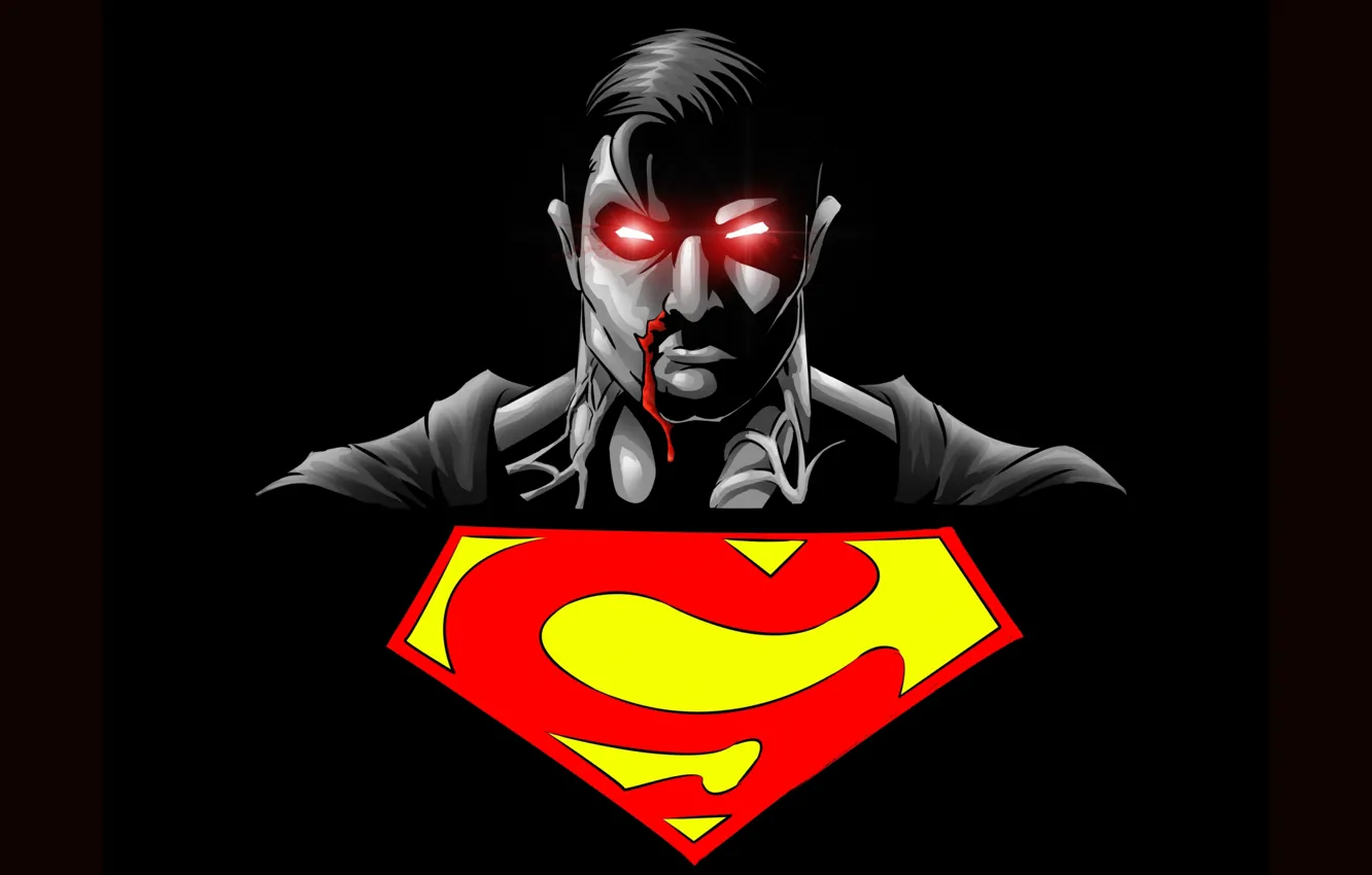 Фото обои знак, логотип, символ, черный фон, супермен, супергерой, Superman