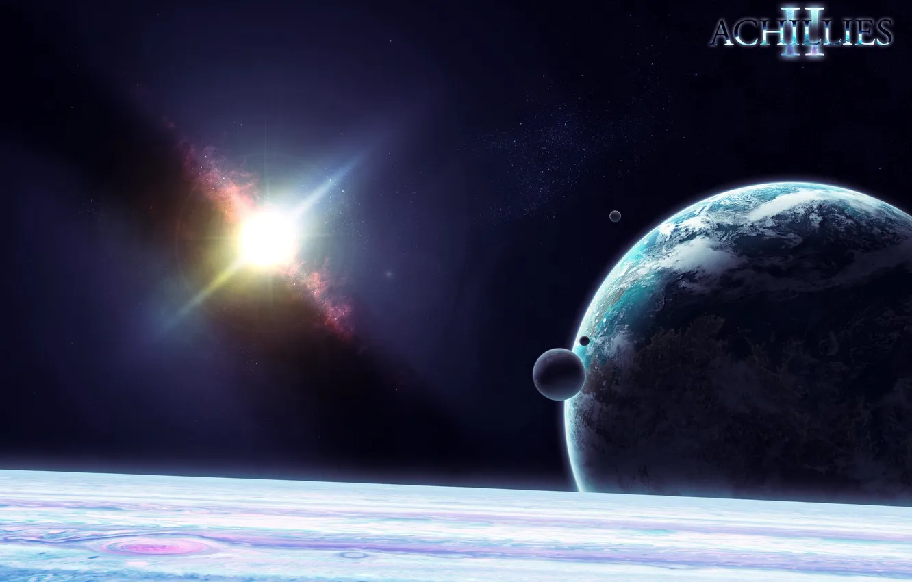 Фото обои планета, спутники, газовый гигант, Achilles2