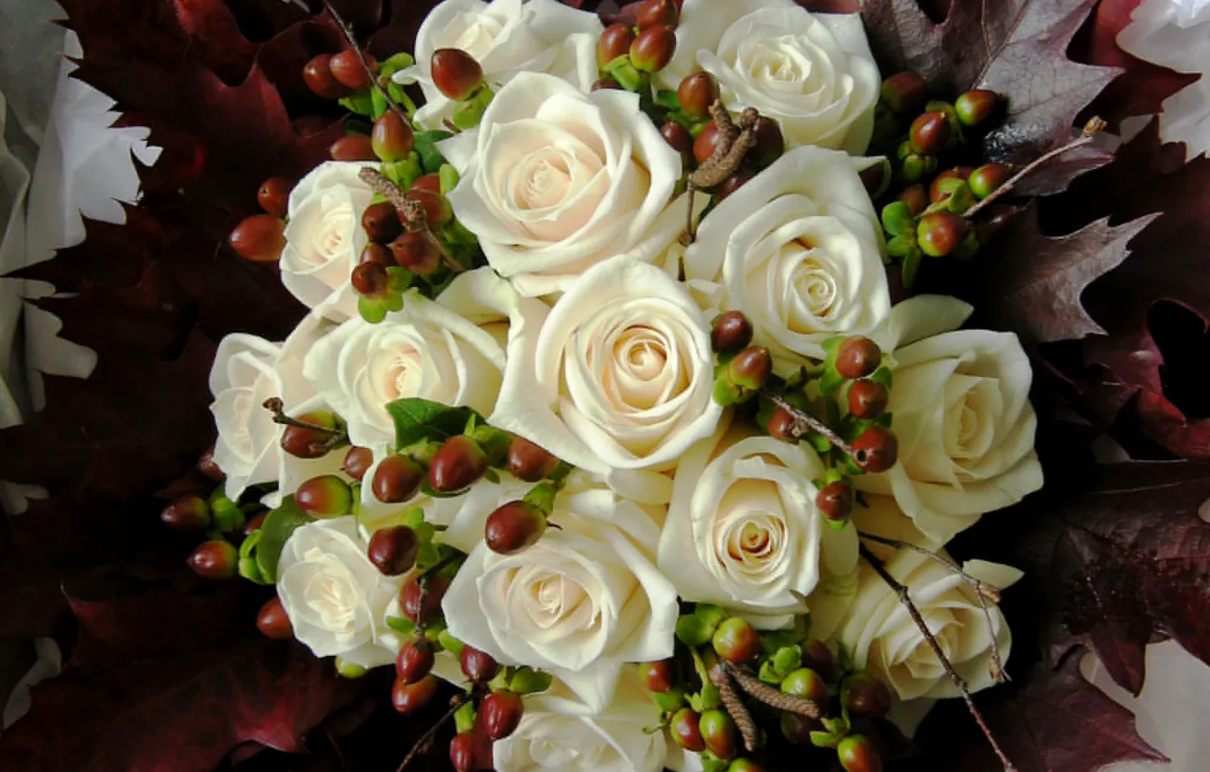 Фото обои белый, цветы, фото, розы, букет