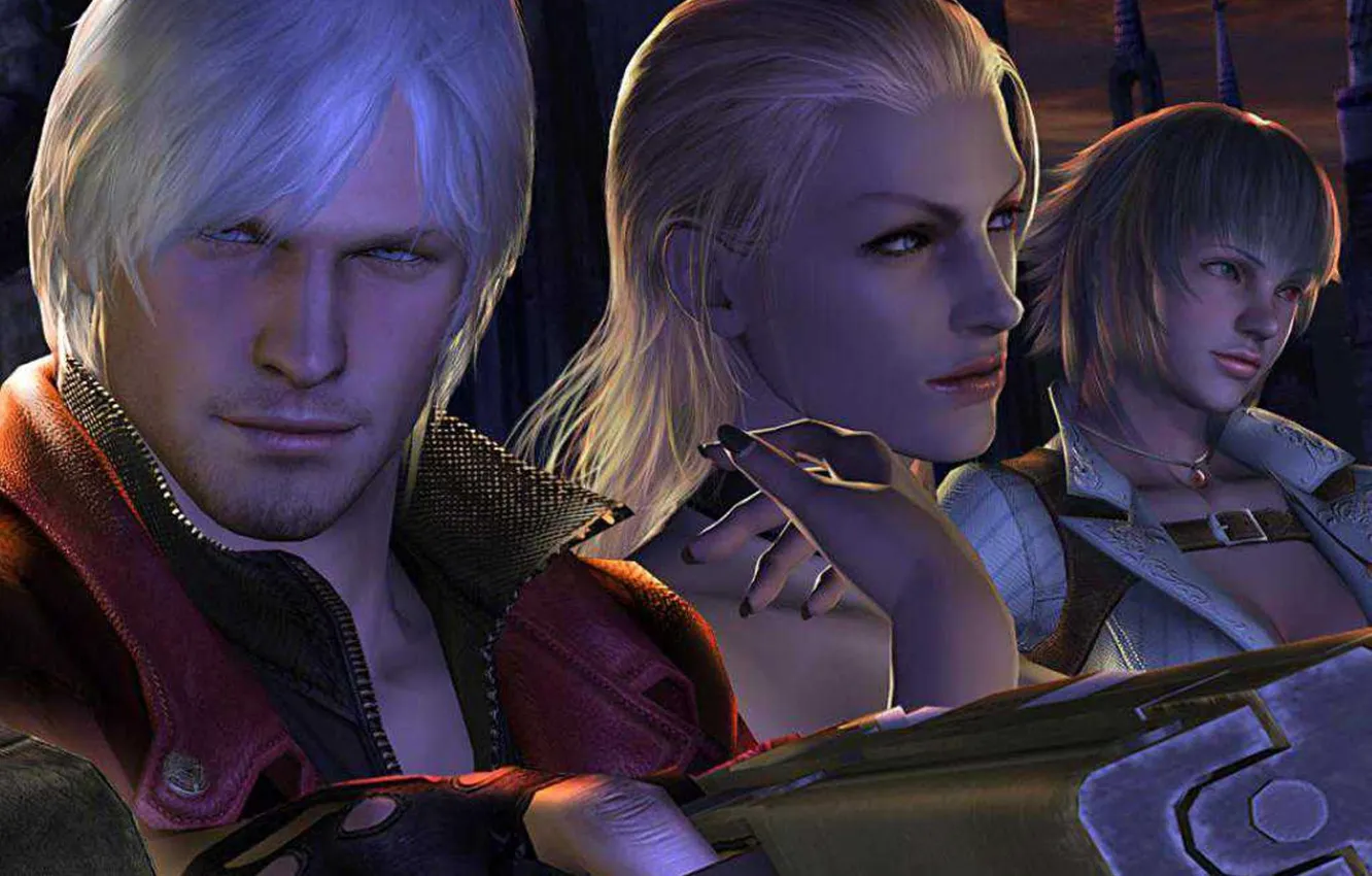 Фото обои лицо, Леди, Dante, DMC, Данте, Devil may cry 4, Триш