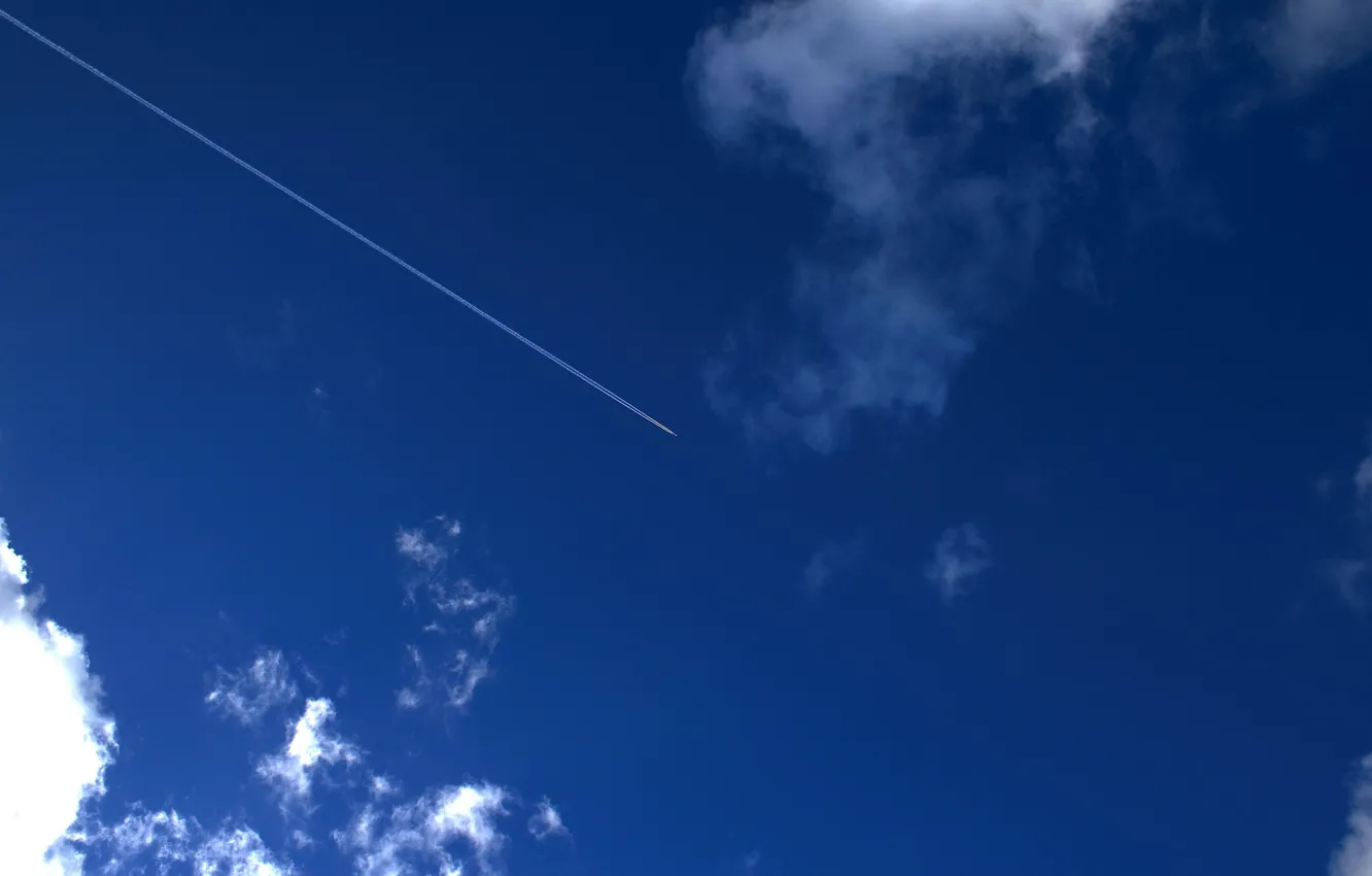 Фото обои небо, облака, самолет, след, 154