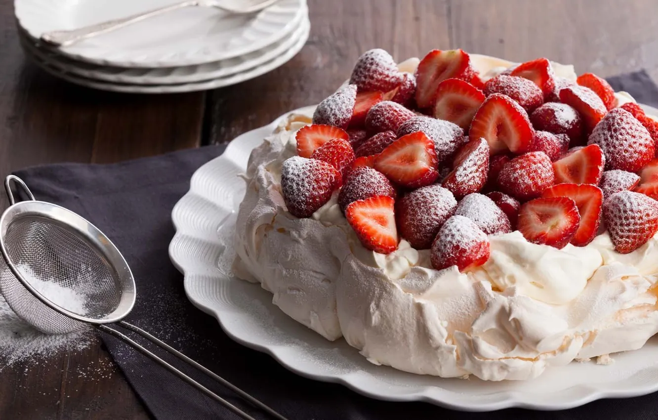 Фото обои ягоды, еда, клубника, торт, пирожное, cake, десерт, food