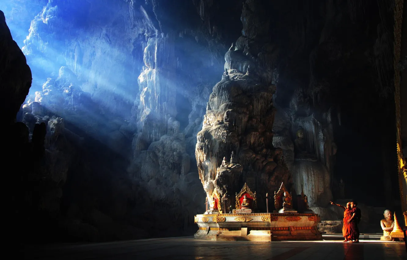 Фото обои light, rock, photo, mood, situation, children, Asia, cave