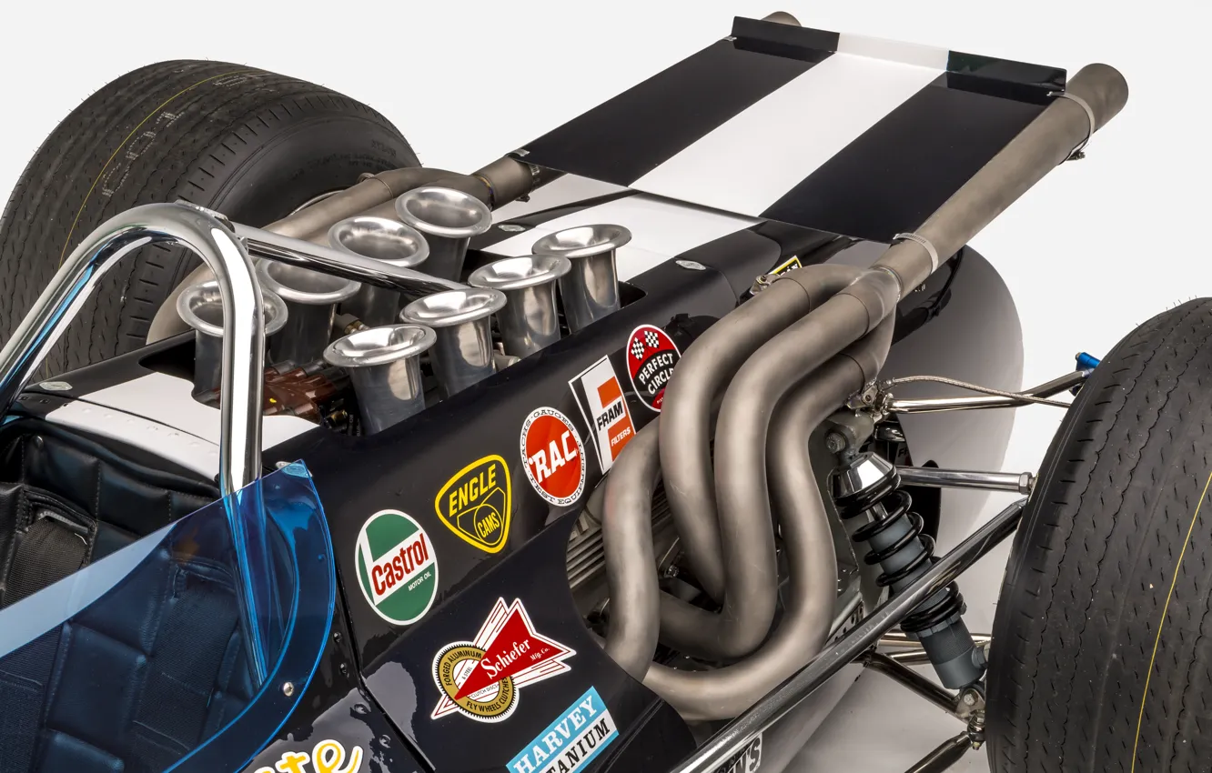 Фото обои Двигатель, Eagle, 1968, Хром, Classic car, Sports car, Indianapolis 500, Indianapolis 500-Mile Race
