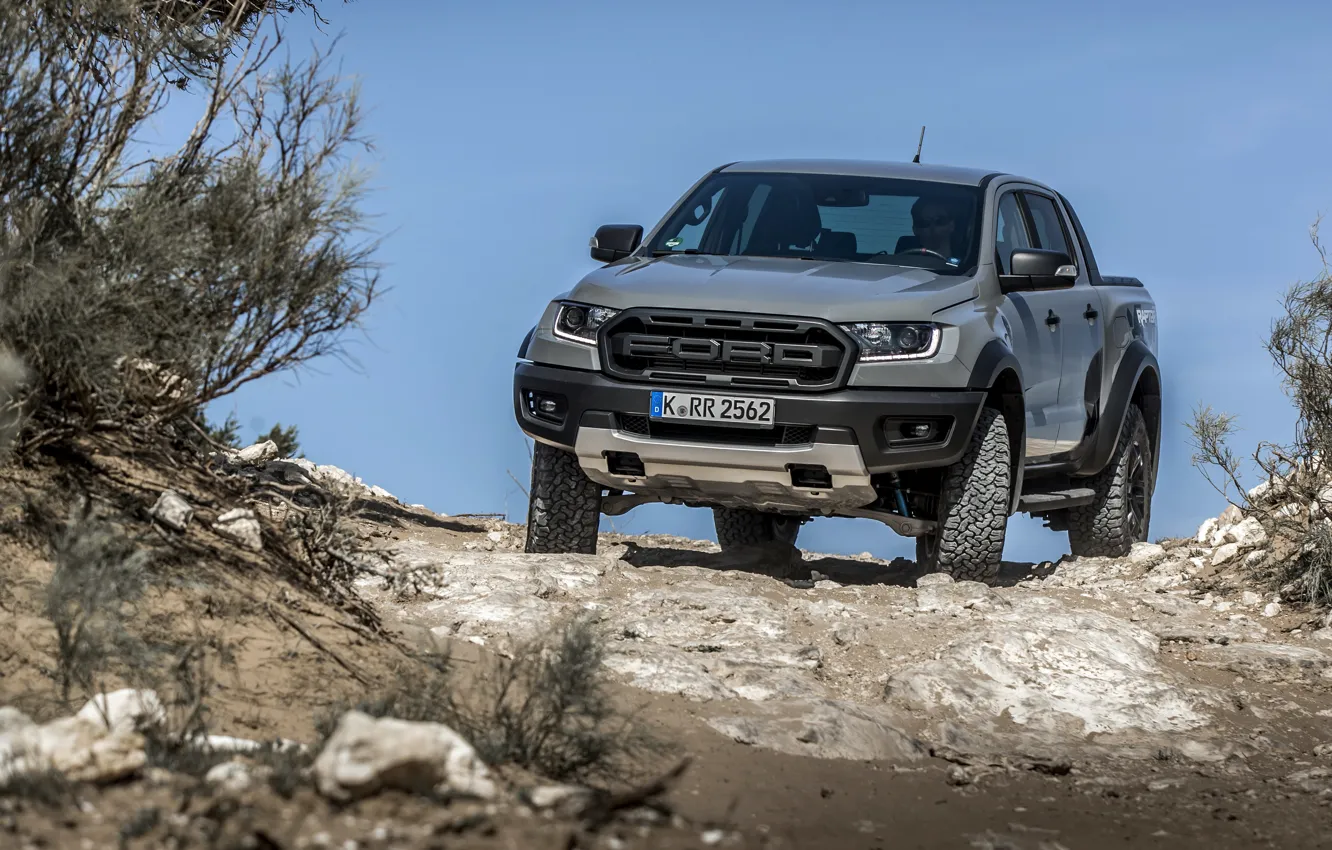 Фото обои серый, Ford, бездорожье, Raptor, пикап, Ranger, 2019