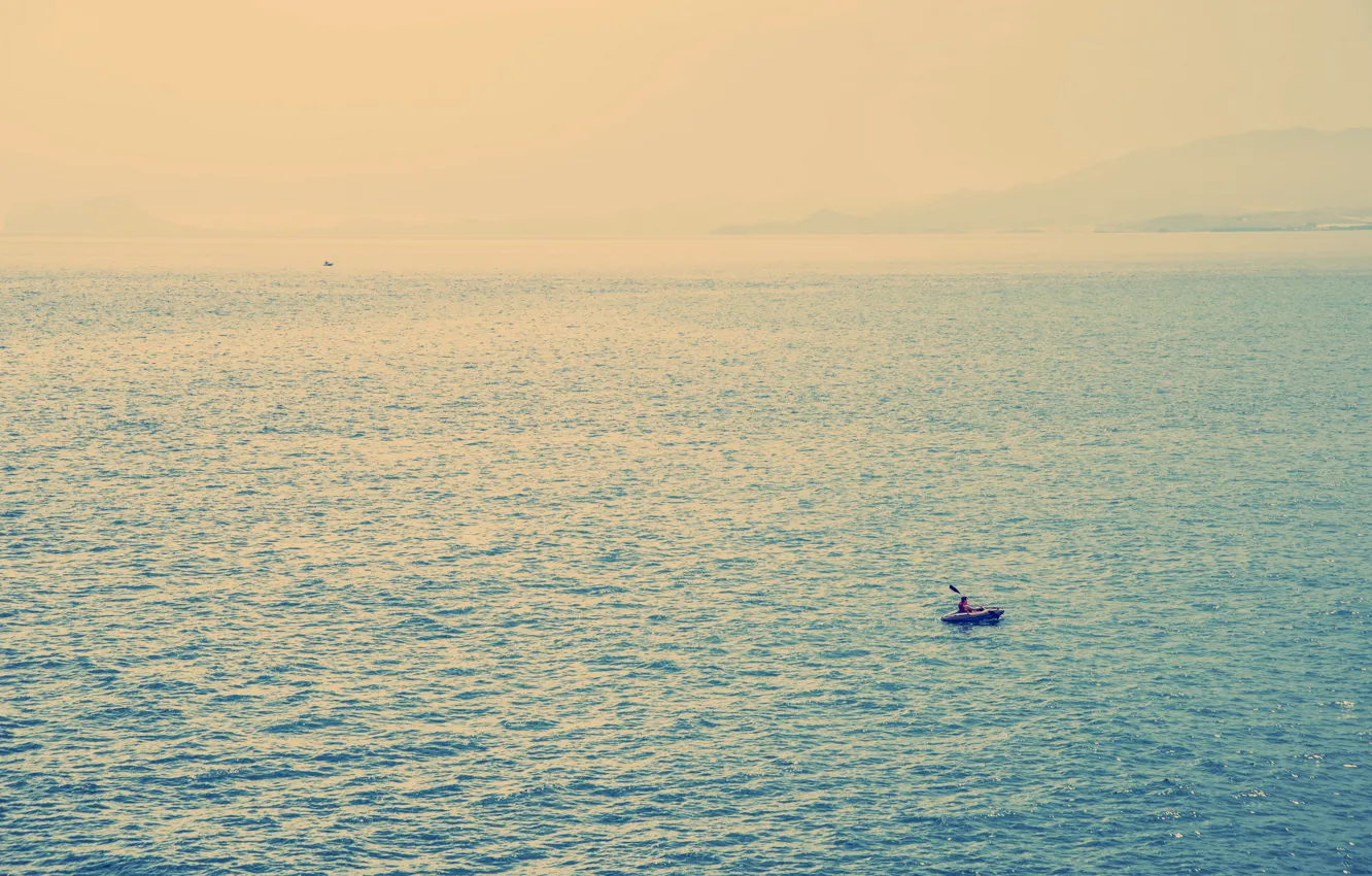 Фото обои море, лодка, минимализм