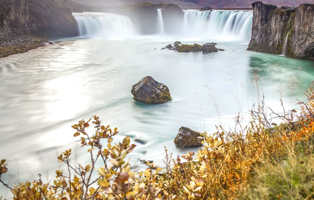 Фото обои река, водопад, Исландия