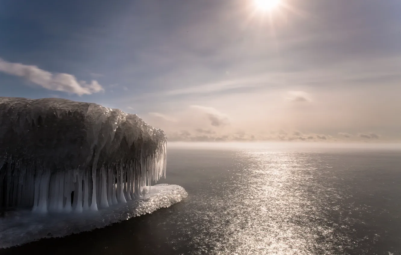 Фото обои море, свет, лёд