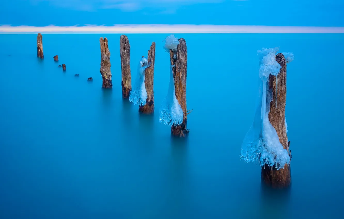 Фото обои Frozen, ice, Lake Michigan