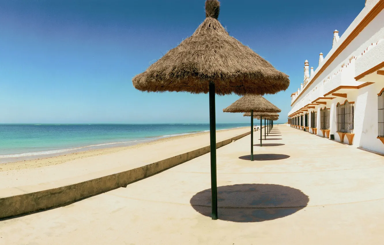 Фото обои пляж, зонт, отель, испания