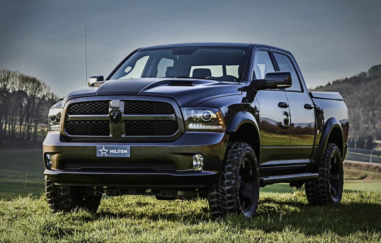 Фото обои трава, Dodge, пикап, Ram, 2017, 1500 RX Crew Cab, Militem