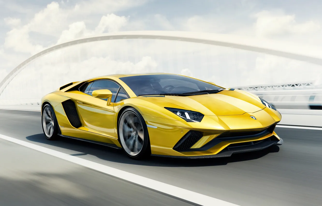 Фото обои Car, Yellow, Super, 2017, Lamborghini Aventador S 4K