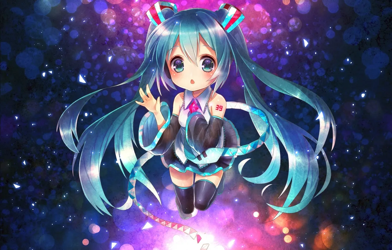 Фото обои девушка, камень, арт, татуировка, форма, vocaloid, hatsune miku, вокалоид