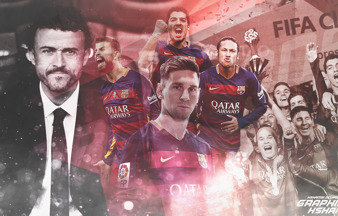 Фото обои футбол, Барселона, Barcelona, Messi, Месси, Neymar, Неймар, Пике