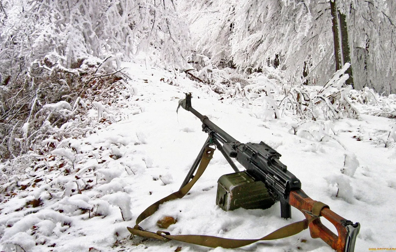 Фото обои winter, snow, machine gun