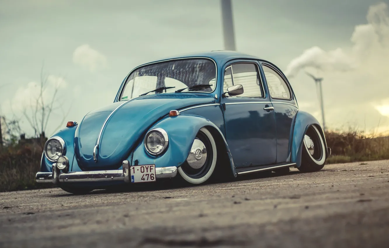 Фото обои Авто, Ретро, Машина, Жук, Beetle, Volkswagen Käfer, 1972, Старый