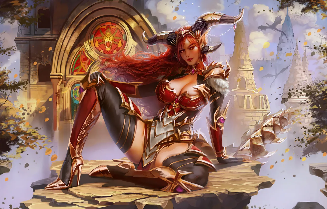 Фото обои girl, WOW, fantasy, armor, Alexstrasza