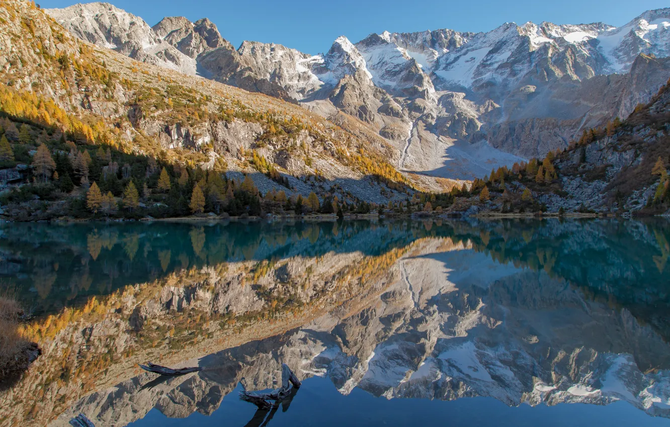 Фото обои горы, отражение, Италия, lago Aviolo