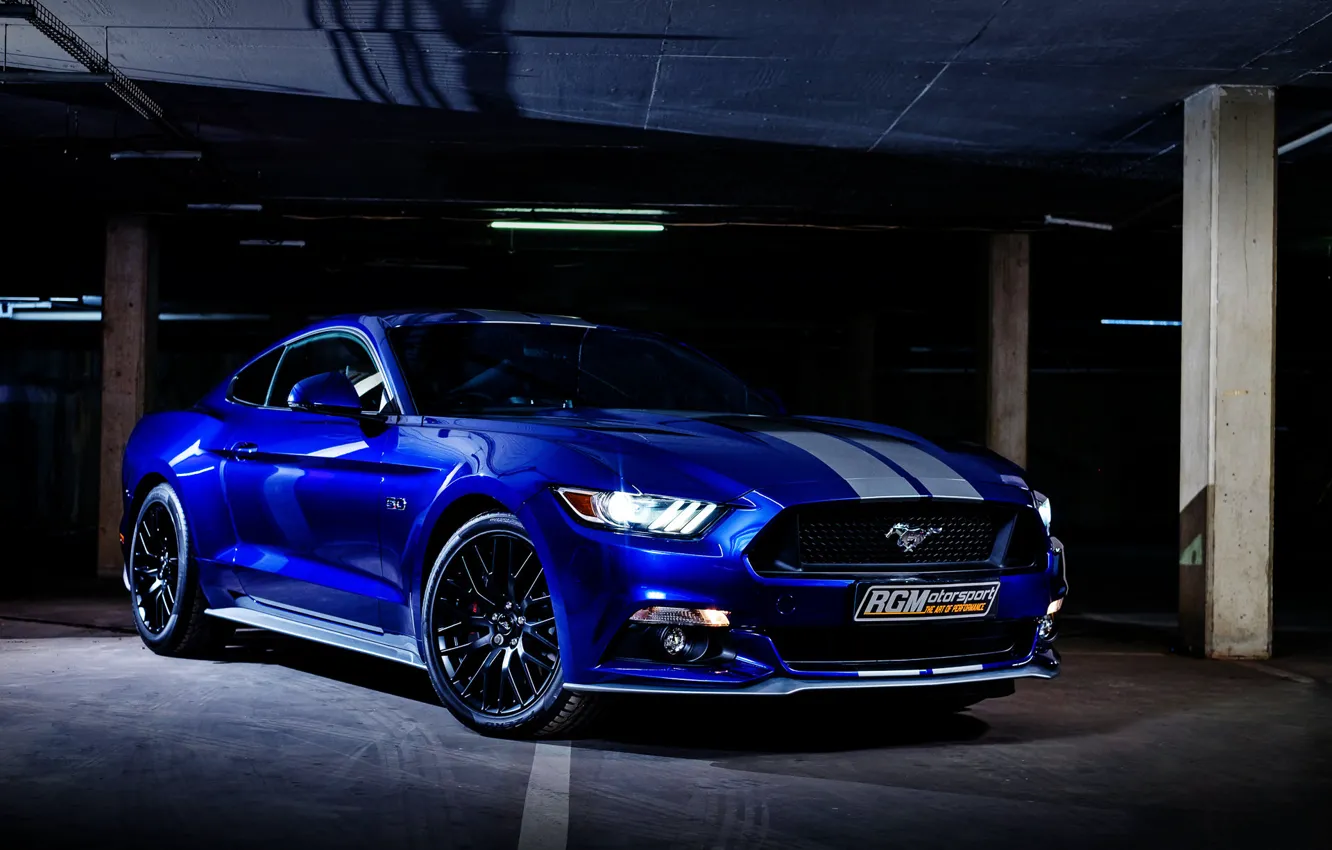 Фото обои Mustang, Ford, Blue, 5.0
