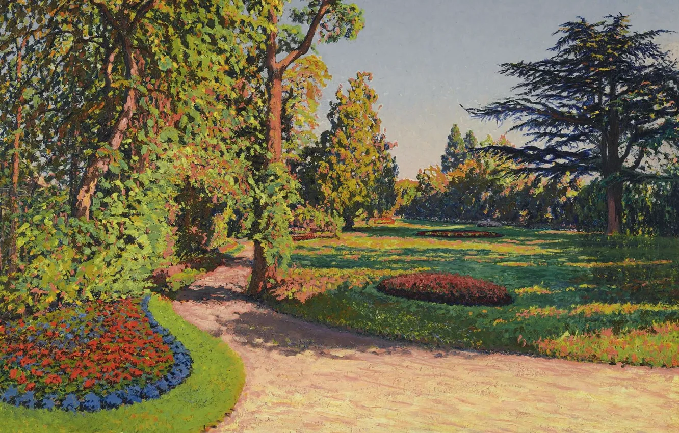 Фото обои пейзаж, картина, Gustave Cariot, Гюстав Карио, Сад Летом