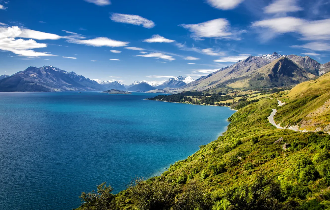 Фото обои горы, озеро, Новая Зеландия, Вакатипу