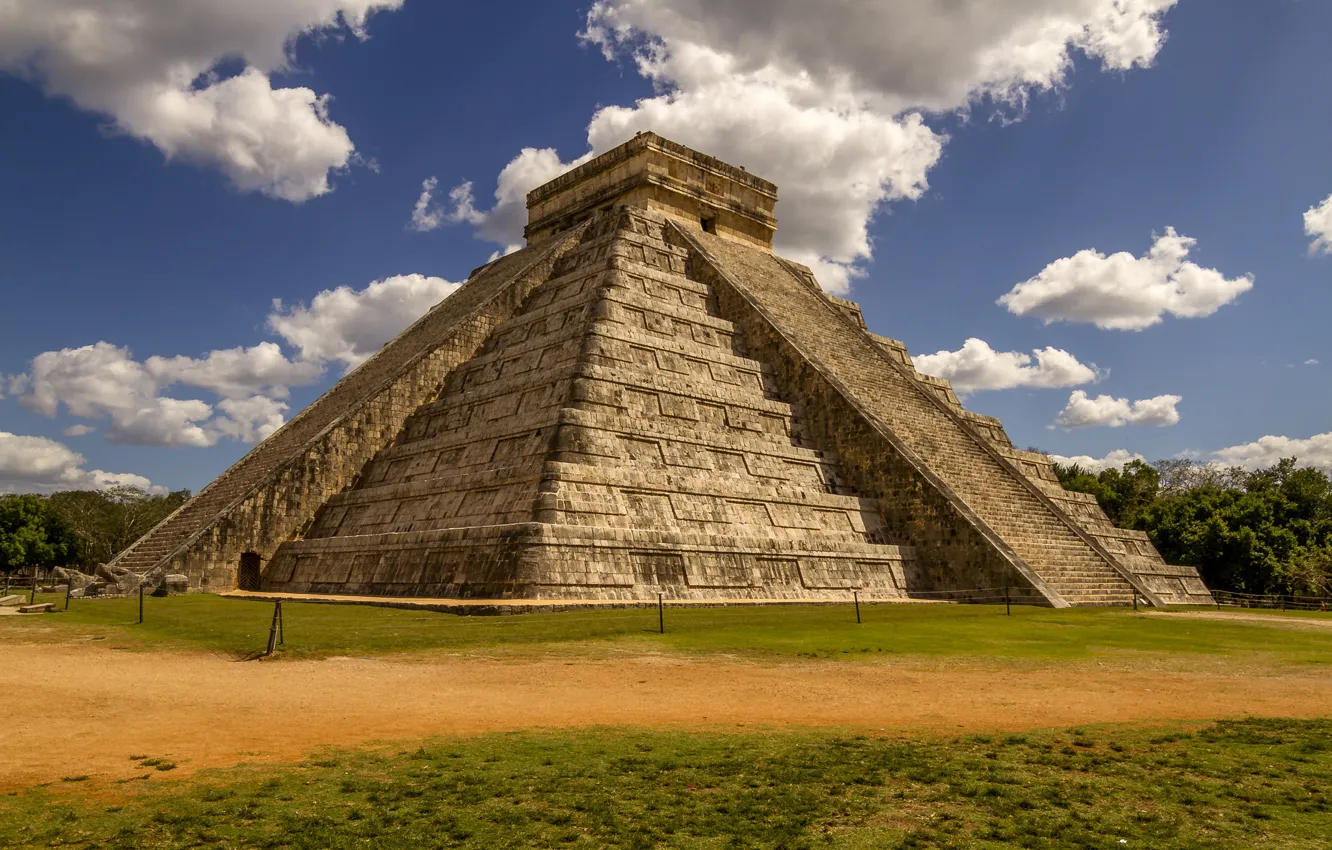 Фото обои Мексика, майя, пирамида, Чичен-Ица, Chichen Itza