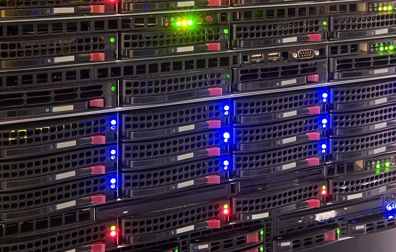 Фото обои lights, hard drives, data storage, data center