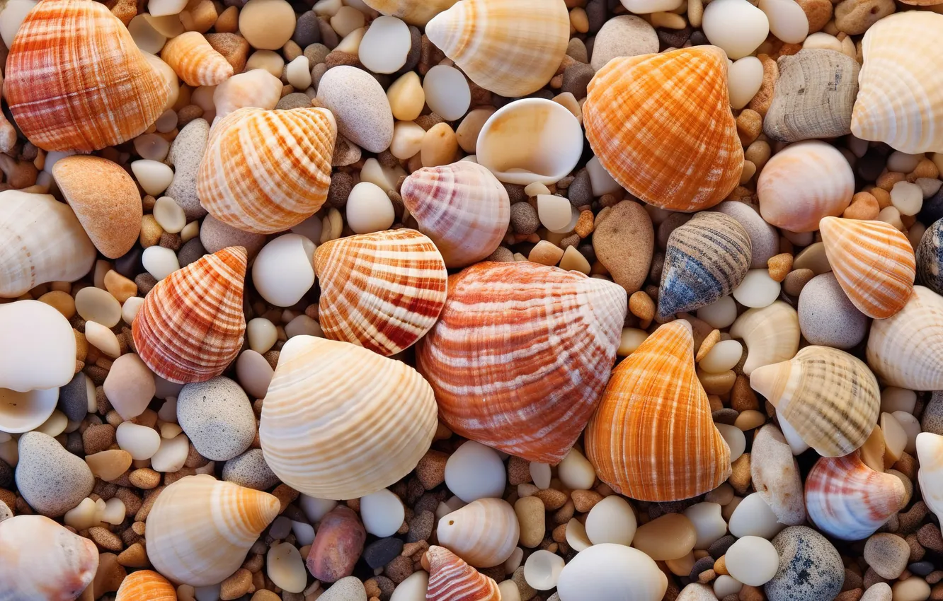 Фото обои песок, пляж, галька, камни, фон, colorful, ракушки, beach