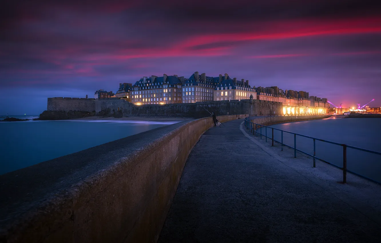 Фото обои море, город, берег, Saint Malo